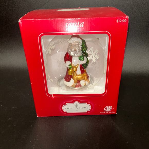 New NIB Trim A Home Santa Claus LED Handblown Glass Globe Multicolor Light-Up - Picture 1 of 6
